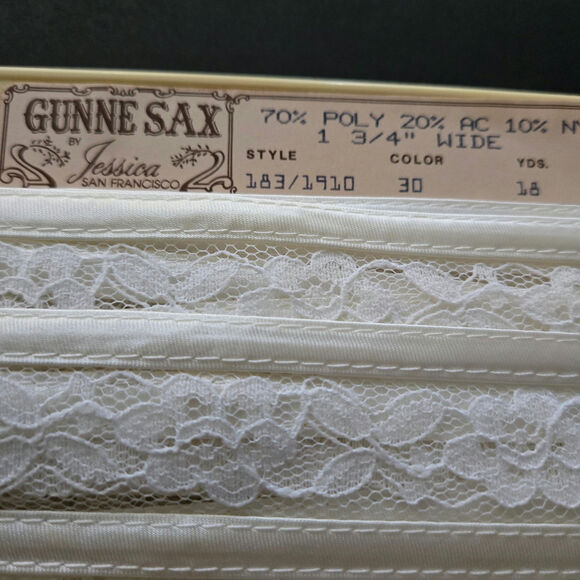 Gunne Sax by Jessica Vintage 1 3/4"‎ Ivory Lace Trim Satin Edge Old New Stock - Picture 9 of 9